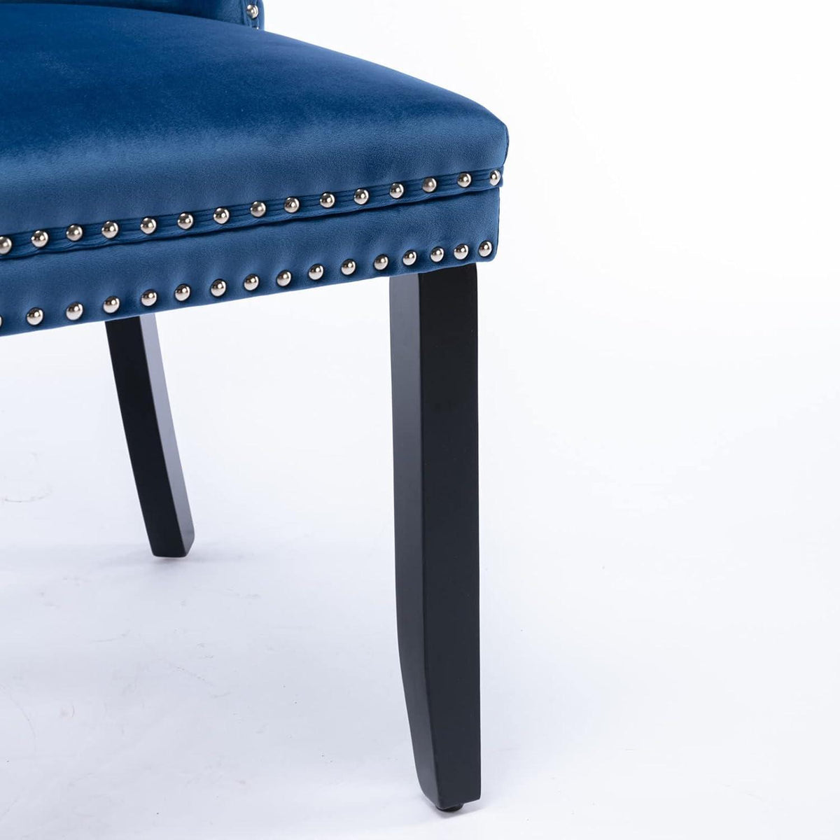 Esszimmerstühle 6er Set Samt Blau, Gepolstert & Nieten Design