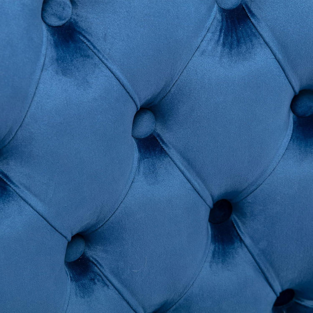 Esszimmerstühle 6er Set Samt Blau, Gepolstert & Nieten Design