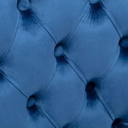 Esszimmerstühle 6er Set Samt Blau, Gepolstert & Nieten Design