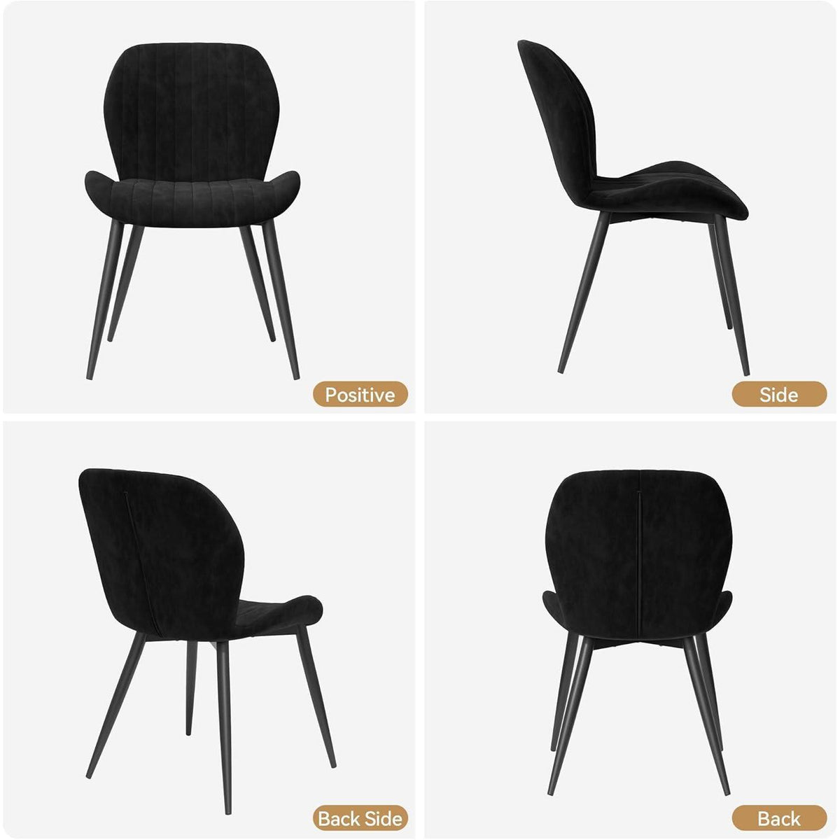 Esszimmerstühle Set 4er – Bequemer Samt-Stuhl Schwarz