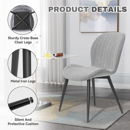 Esszimmerstühle Set 4 Grau Samt | Ergonomisch & Robust
