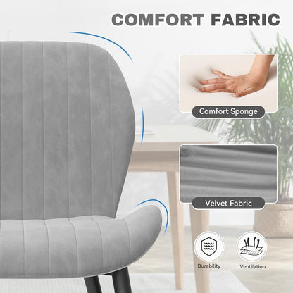 Esszimmerstühle Set 4 Grau Samt | Ergonomisch & Robust