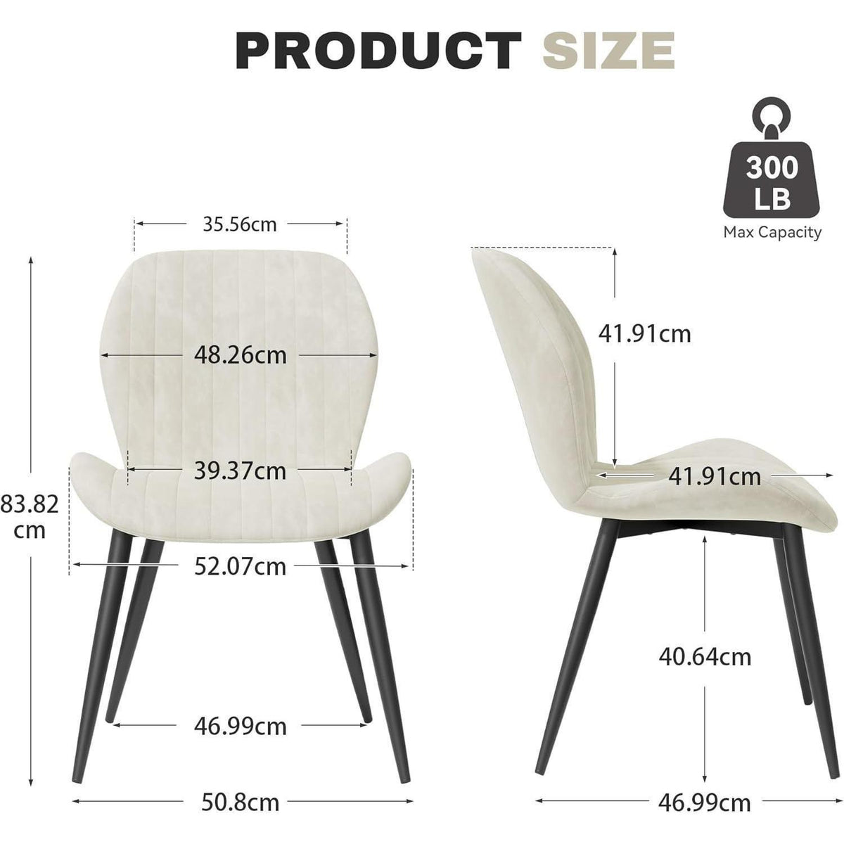 Esszimmerstühle Set 4er – Samt Creme, Ergonomisch & Robust