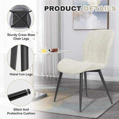 Esszimmerstühle Set 4er – Samt Creme, Ergonomisch & Robust