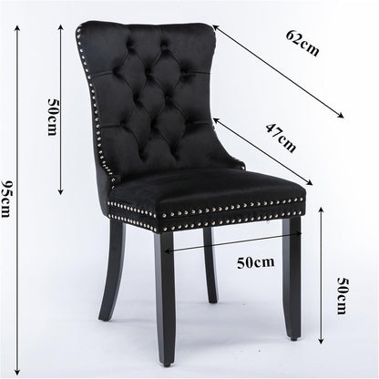 Esszimmerstühle Set 4er – Samt, Gepolstert, Schwarz