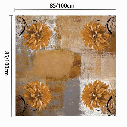 Orange-Braune Tischdecke Retro Blume 100x100cm