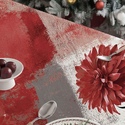 Retro Tischdecke Rot Grau Blume 100x100 cm