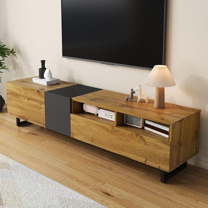 TV Lowboard mit 3 Türen & Stauraum – Schwarz & Natur