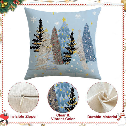 Weihnachtlicher Kissenbezug 50x50 cm, Blau mit Weihnachtsmotiven