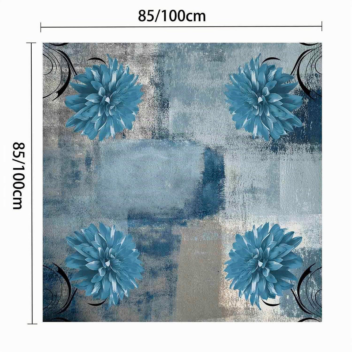 Blau Grau Retro Tischdecke 85x85cm – Rustikale Tischdekoration