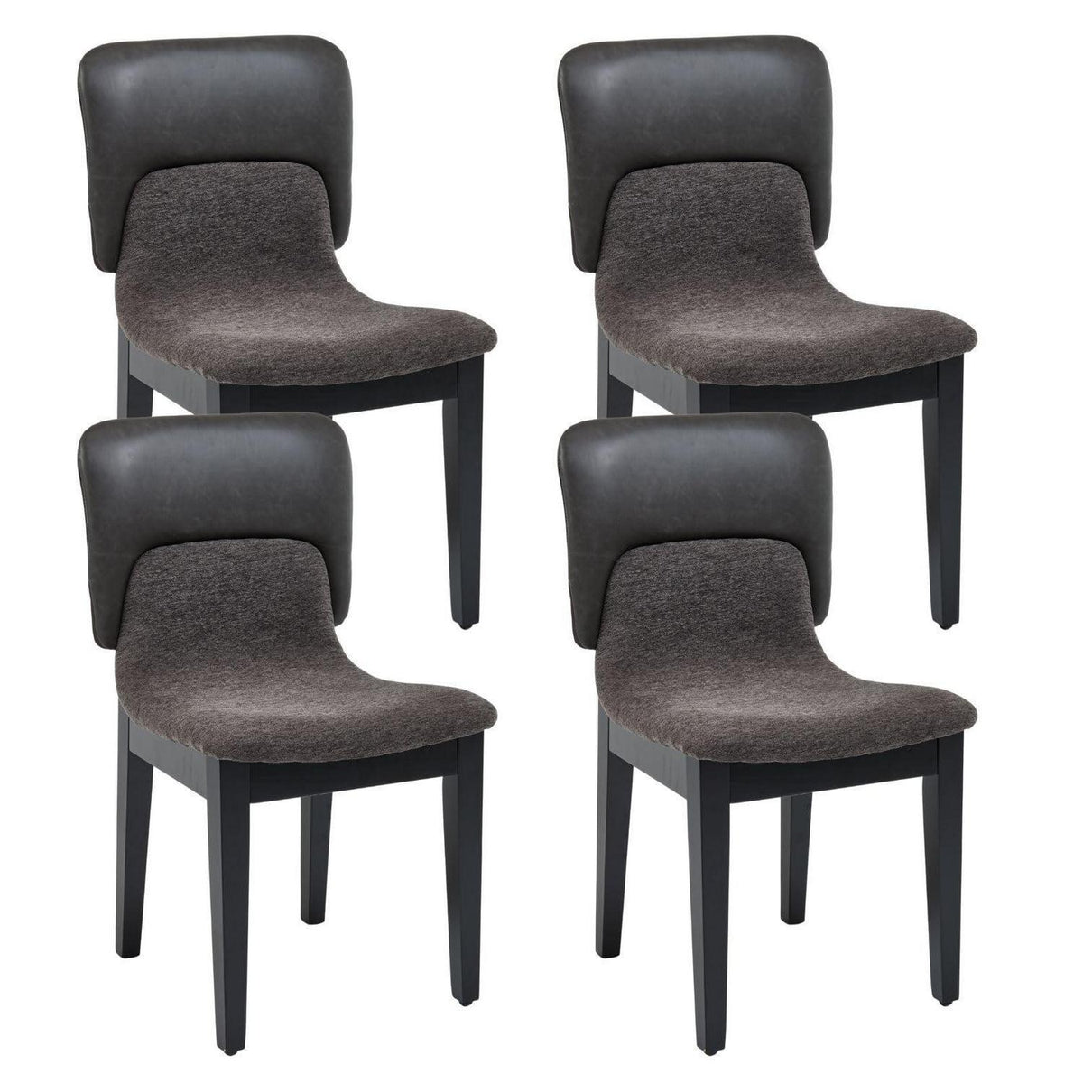 Esszimmerstühle Set 4 Grau – Bequeme Polsterstühle mit Holzbeinen