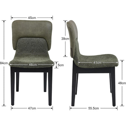 Esszimmerstühle 2er Set mit Chenille, Grün in Lederoptik