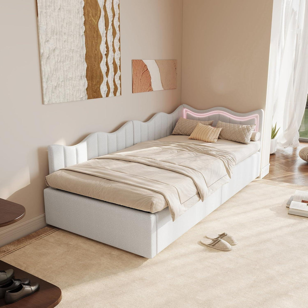 Ausziehbares Schlafsofa 90/180x200cm – Multifunktionsbett Weiß