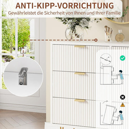 Moderne Kommode mit 4 Schubladen, Weiß 60x34x91 cm