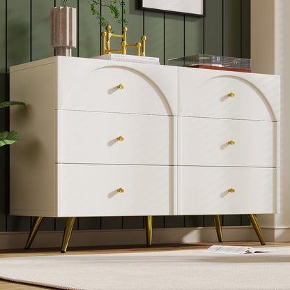 Weißes Sideboard mit 6 Schubladen – 120x40x85cm (Stil A)