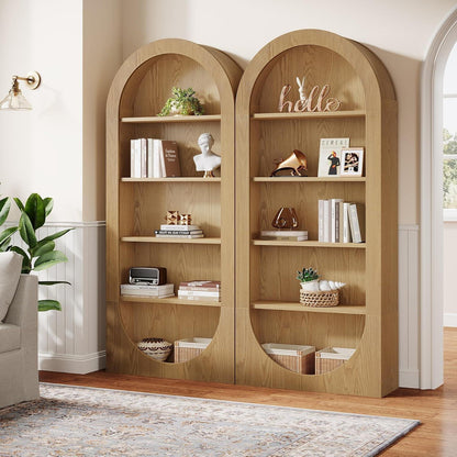 Tribesigns Gewölbtes Bücherregal mit 5 Ebenen – Industrial Design