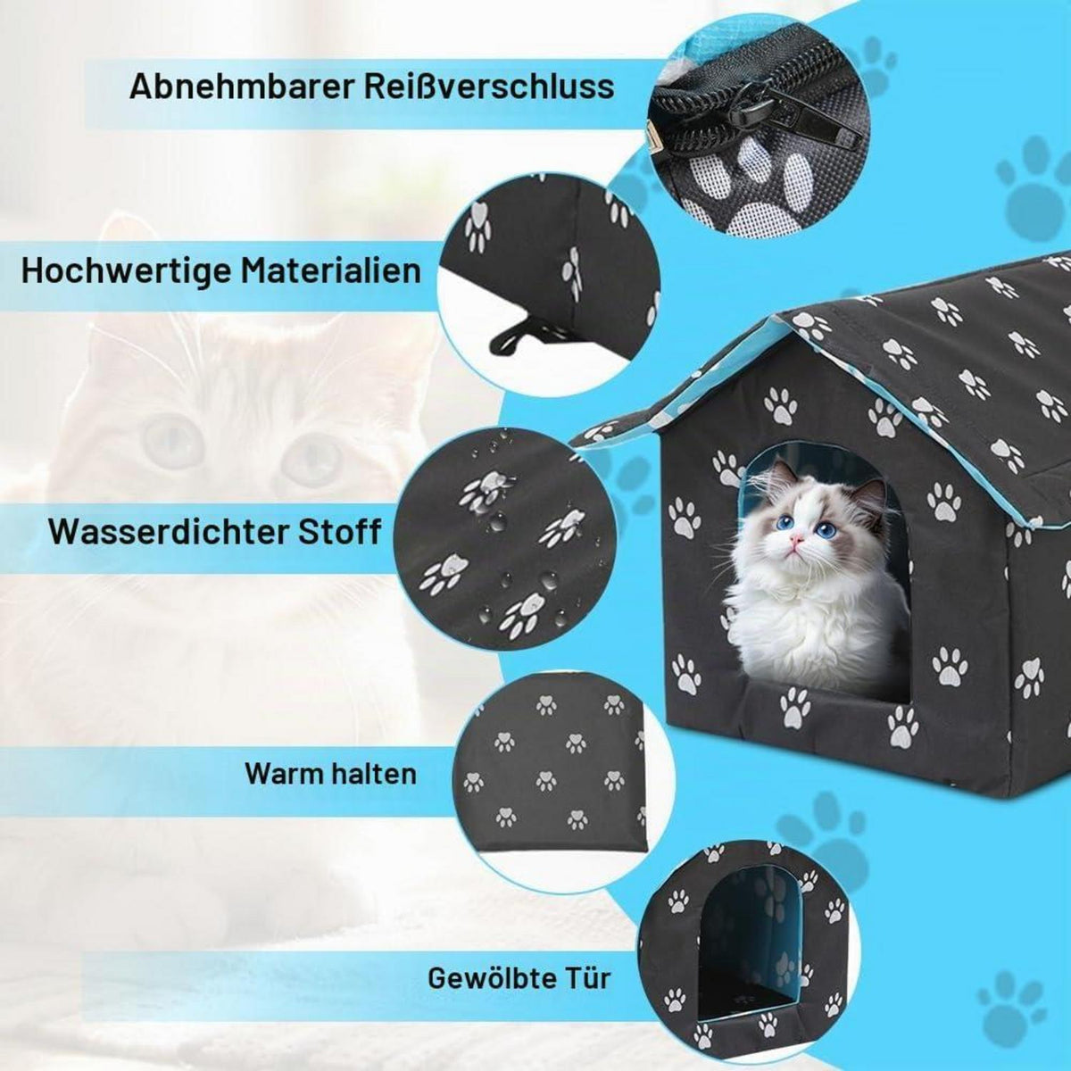 Winterfestes Katzenhaus Outdoor Isoliert & Wasserdicht