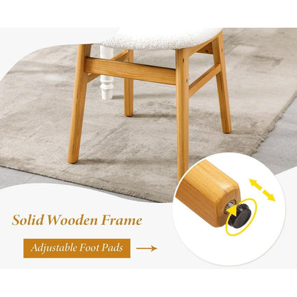 Esszimmerstühle 2er Set Holz & Kunstfell mit Rattan Rückenlehne