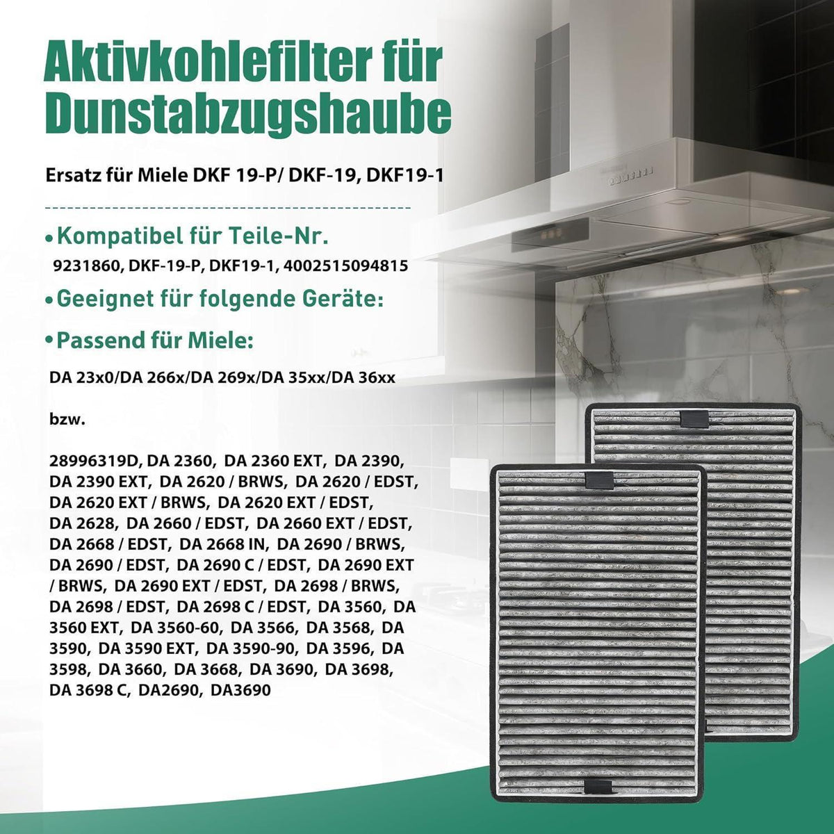 Aktivkohlefilter für Miele Dunstabzugshaube DKF 19-P