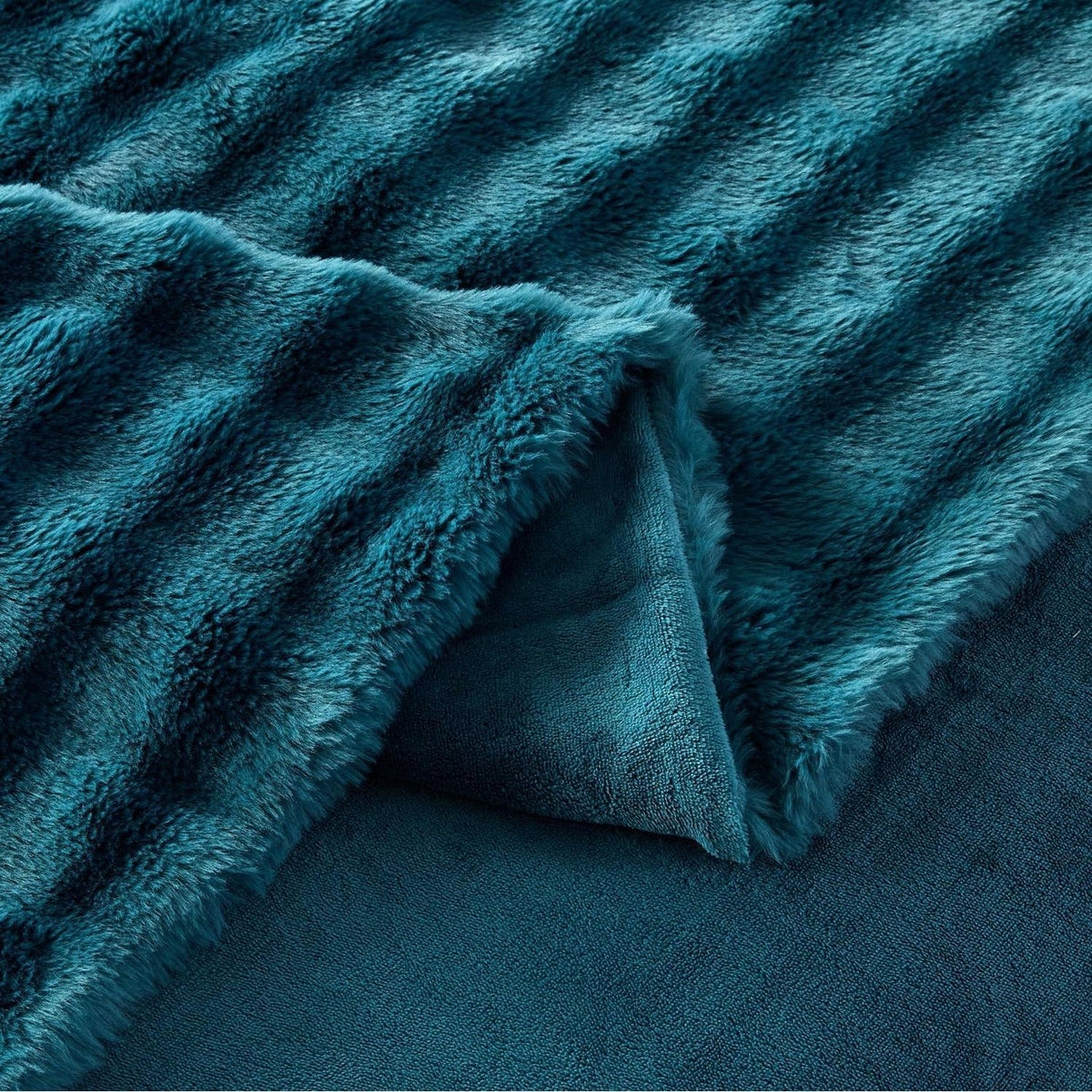Langhaar Plüsch Bettwäsche Set 135x200 Petrol - Winterwarm & Flauschig