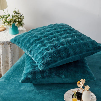 Langhaar Plüsch Bettwäsche Set 135x200 Petrol - Winterwarm & Flauschig