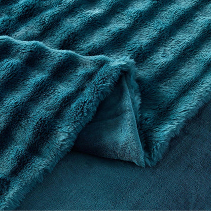 Plüsch Bettwäsche Set 220x240 Petrol - Winterwarm & Flauschig