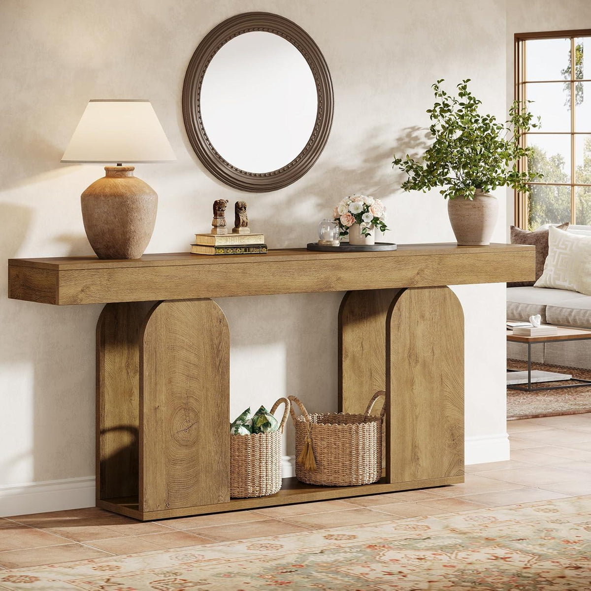 Langer Konsolentisch Holz – Rustikaler Wohnzimmertisch 160cm