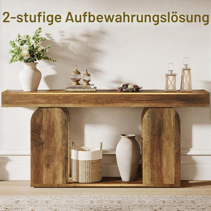 Langer Konsolentisch Holz – Rustikaler Wohnzimmertisch 160cm