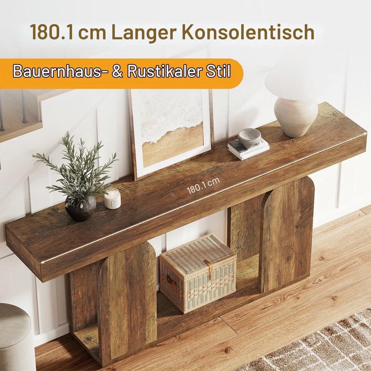 Langer Konsolentisch Holz – Rustikaler Wohnzimmertisch 160cm