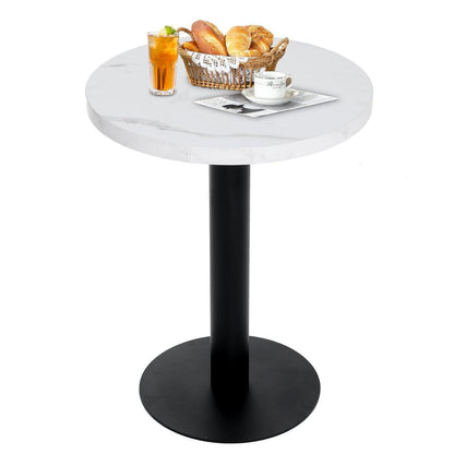 Runder Esstisch 60cm Weiß – Küchentisch mit Marmoroptik
