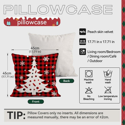 Weihnachtskissenbezüge 4er Set 45x45cm Tartan Rot Schwarz