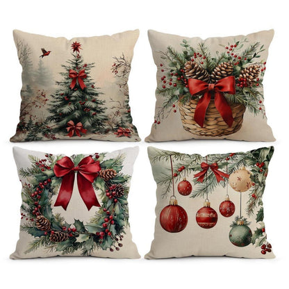 Weihnachtskissenbezüge 4er Set 45x45 cm - Winterdeko