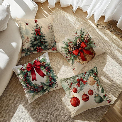 Weihnachtskissenbezüge 4er Set 45x45 cm - Winterdeko