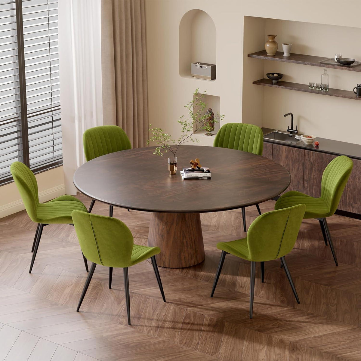 Esszimmerstühle Set 4 Grün Samt | Ergonomisch & Robust