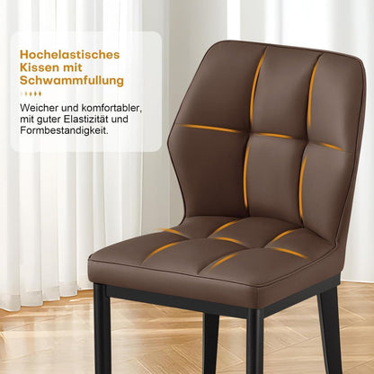 Esszimmerstühle 6er Set, Braun & Rautenmuster in Lederoptik