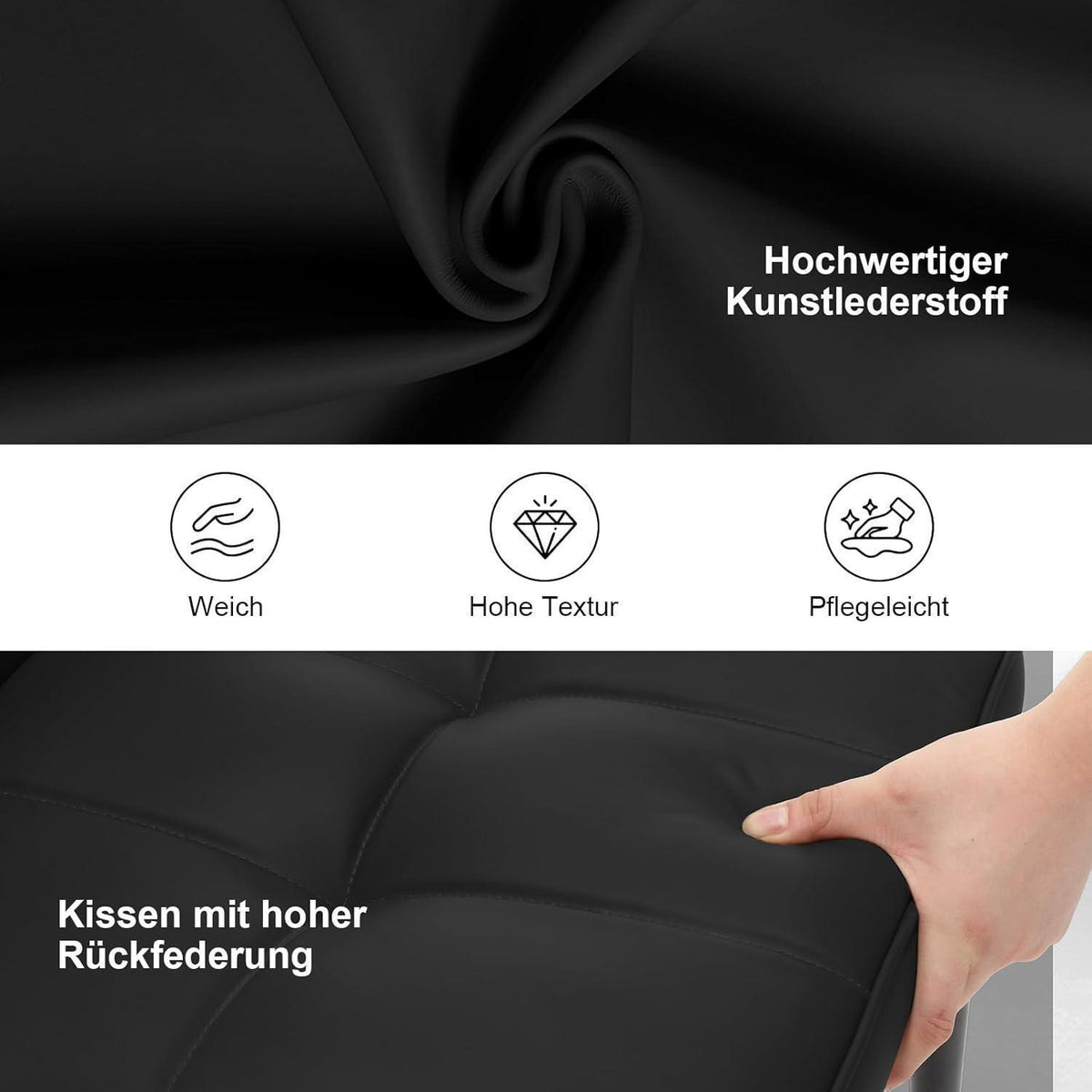 Esszimmerstühle 6er Set, Schwarz in Lederoptik