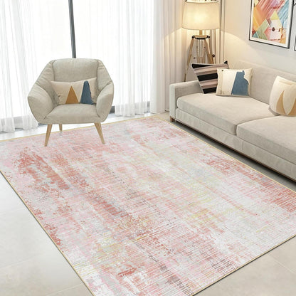 Vintage Teppich Rosa – Weicher Kurzflor 140x200cm für Wohnzimmer