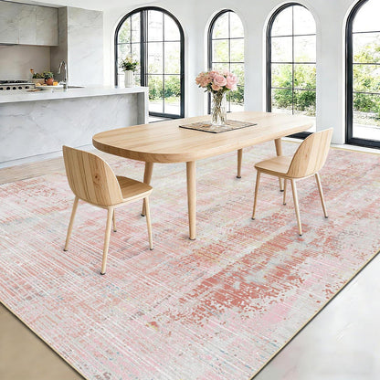 Vintage Teppich Rosa – Weicher Kurzflor 140x200cm für Wohnzimmer