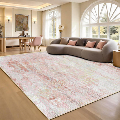 Vintage Altrosa Teppich 200x300cm – Weicher Kurzflor & Abstrakt