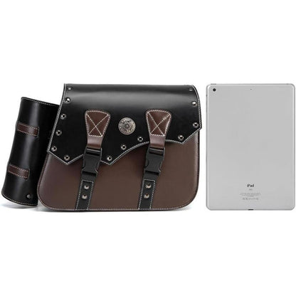 Motorrad Satteltasche 26L Wasserdicht mit Flaschenhalter in Lederoptik