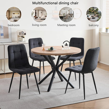 6er-Set Nordische Esszimmerstühle mit Cord & Metallbeinen Schwarz