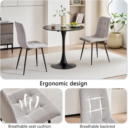 2er-Set Esszimmerstühle Nordisch, Hellgrau, Bequemer Cord-Stuhl