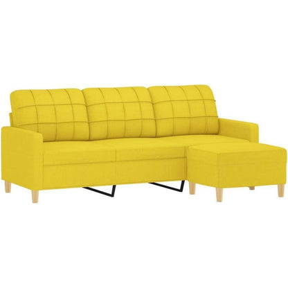 3-Sitzer Sofa mit Hocker, Hellgelb – Schlaffunktion & Modernes Design