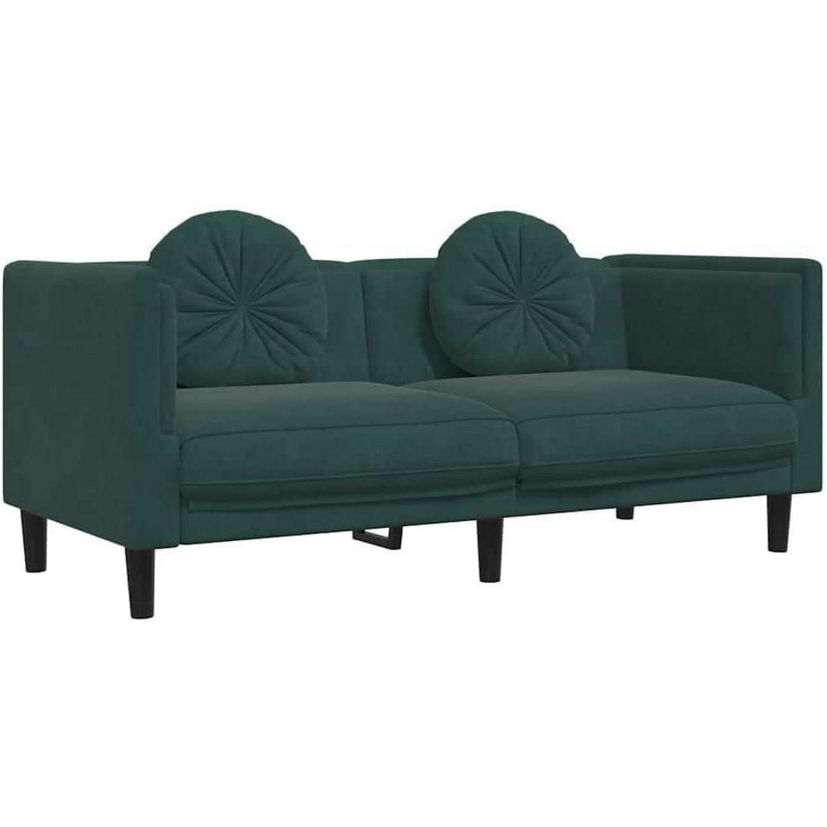Modernes 2-Sitzer Sofa Dunkelgrün Samt mit Kissen