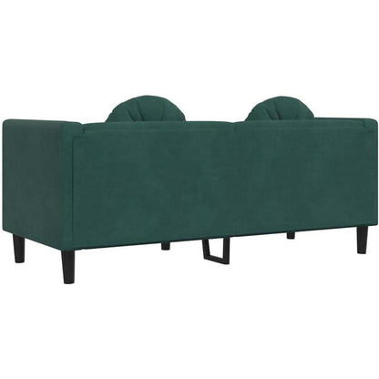 Modernes 2-Sitzer Sofa Dunkelgrün Samt mit Kissen