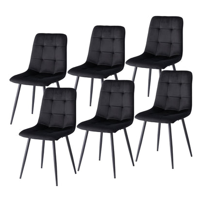 6er-Set Esszimmerstühle Samt Schwarz – Modern & Bequem
