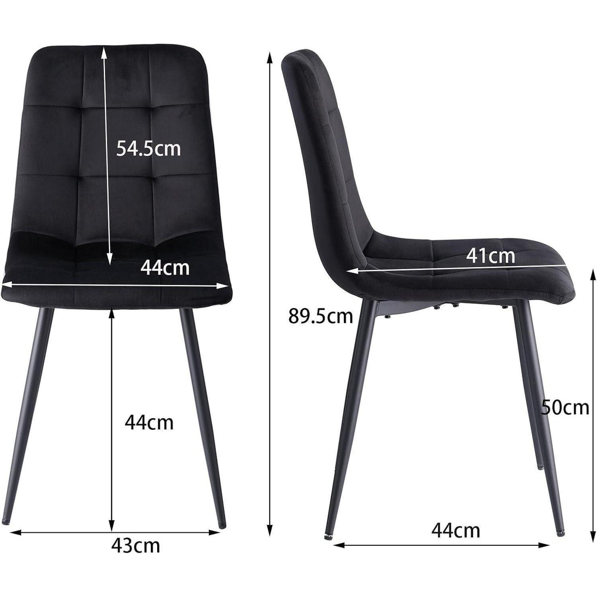6er-Set Esszimmerstühle Samt Schwarz – Modern & Bequem