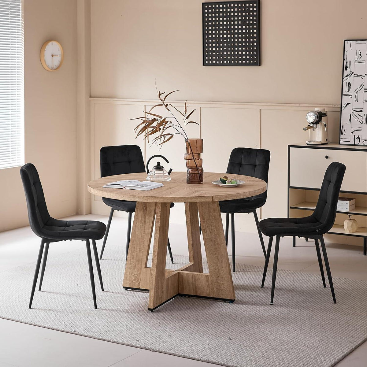 6er-Set Esszimmerstühle Samt Schwarz – Modern & Bequem
