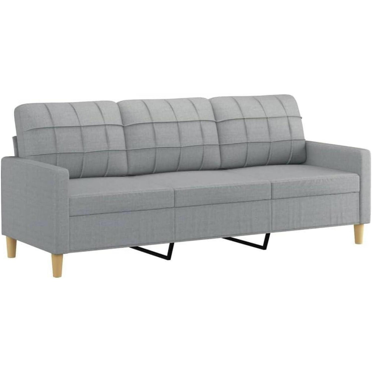 3-Sitzer Sofa mit Hocker, Hellgrau, 180 cm – Schlaffunktion