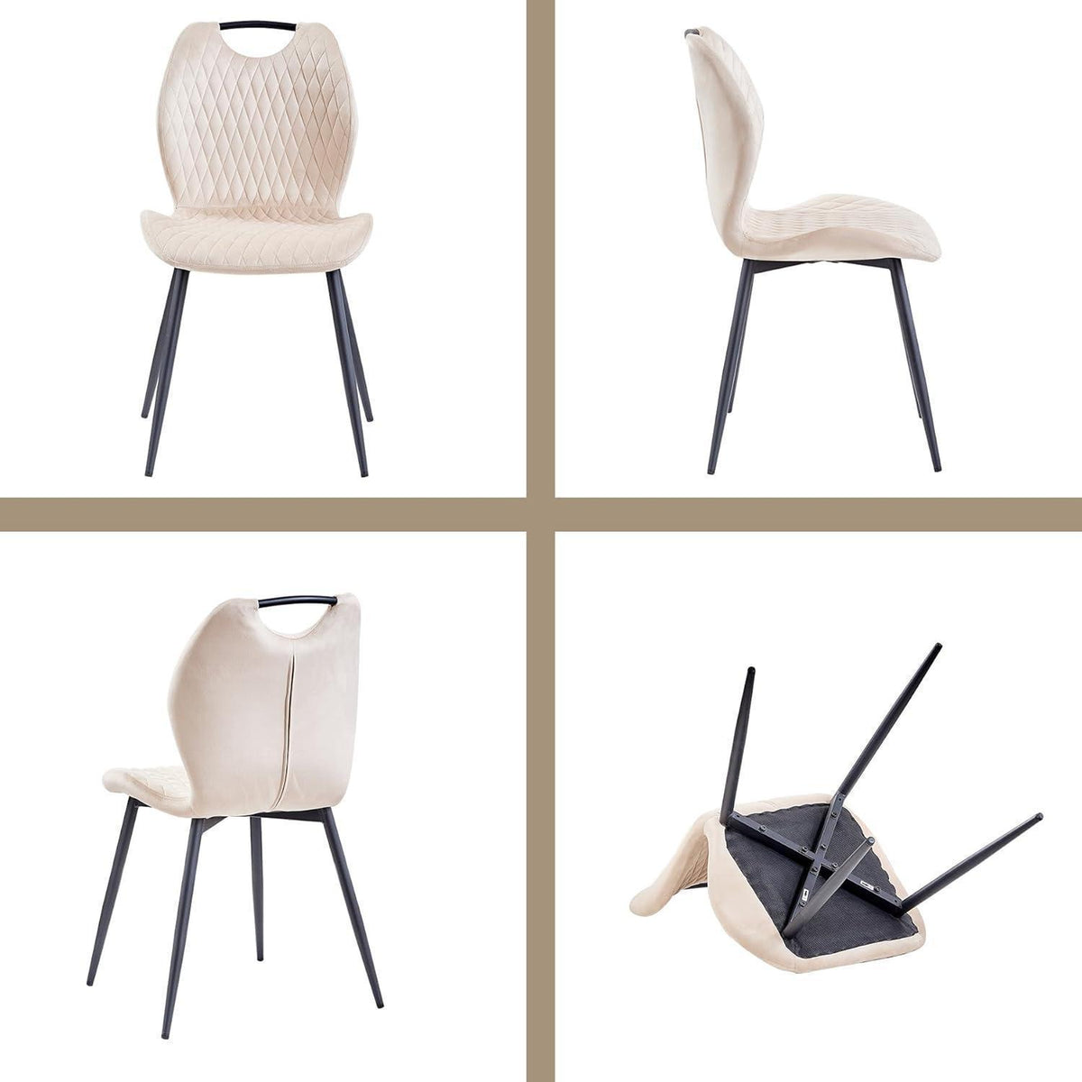 Beige Esszimmerstühle 2er-Set mit Stoffbezug & Metallbeinen